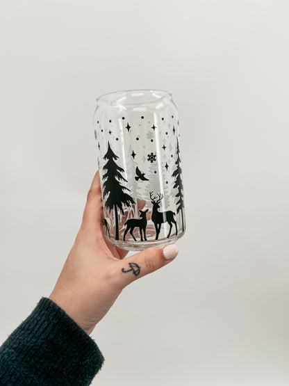 Winter Forest Glass Can