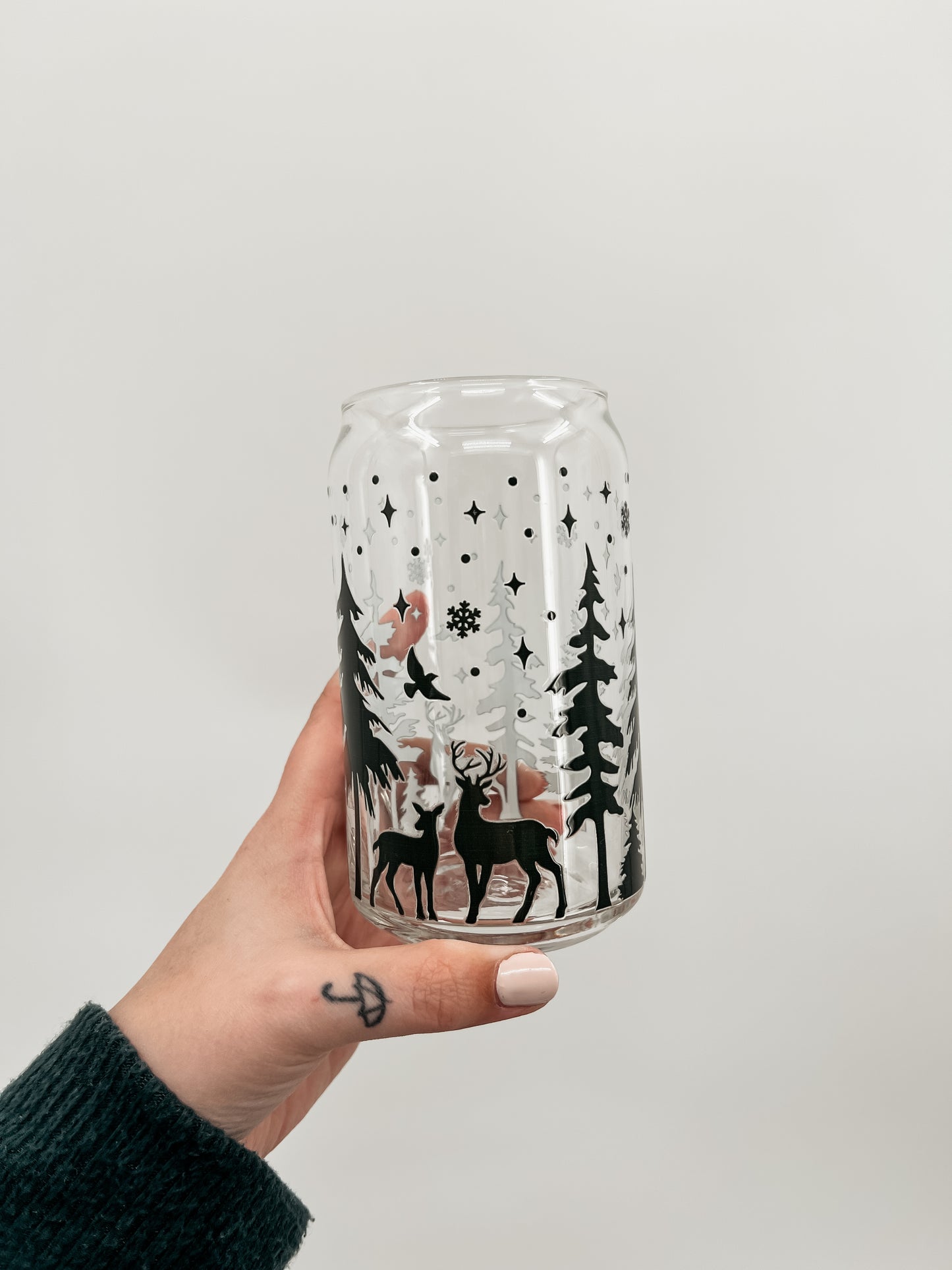 Winter Forest Glass Can