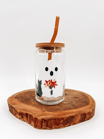 Boo and Oreo Glass Can