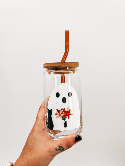 Boo and Oreo Glass Can