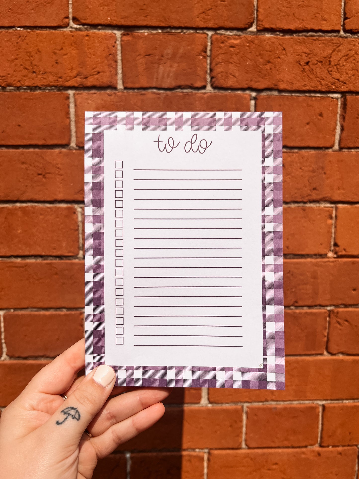 Purple Plaid To-Do Checklist Notepad