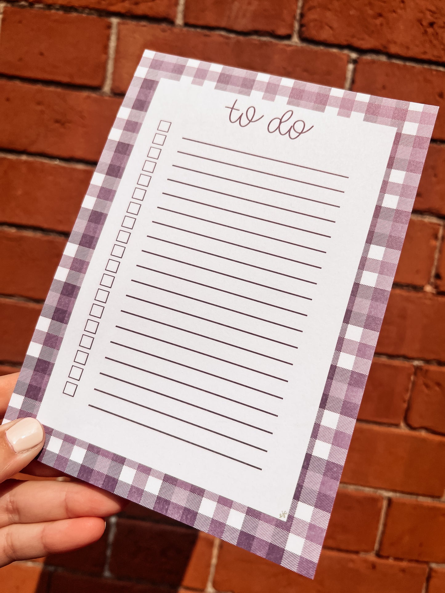 Purple Plaid To-Do Checklist Notepad
