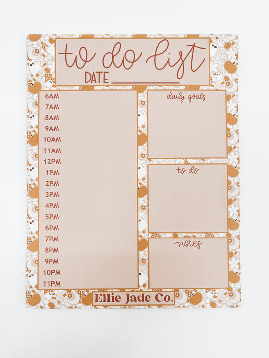 Pink Halloween Hourly Planner Notepad