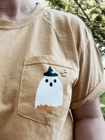 Boo the Witchy Ghost Pocket Tee