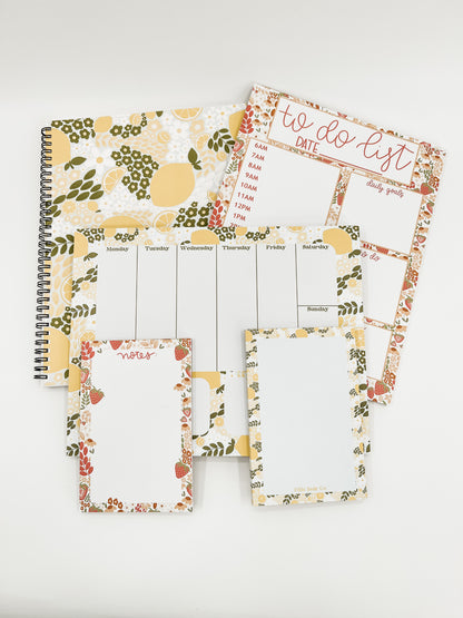 Strawberry Fields Hourly Planner Notepad