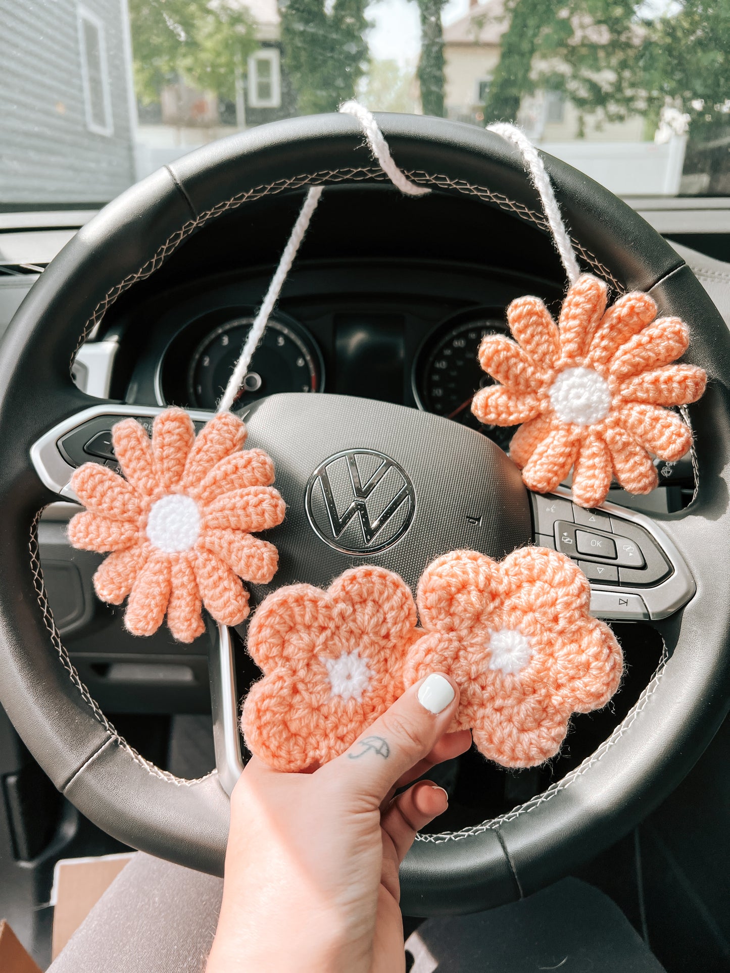 Pink Daisy Car Coasters