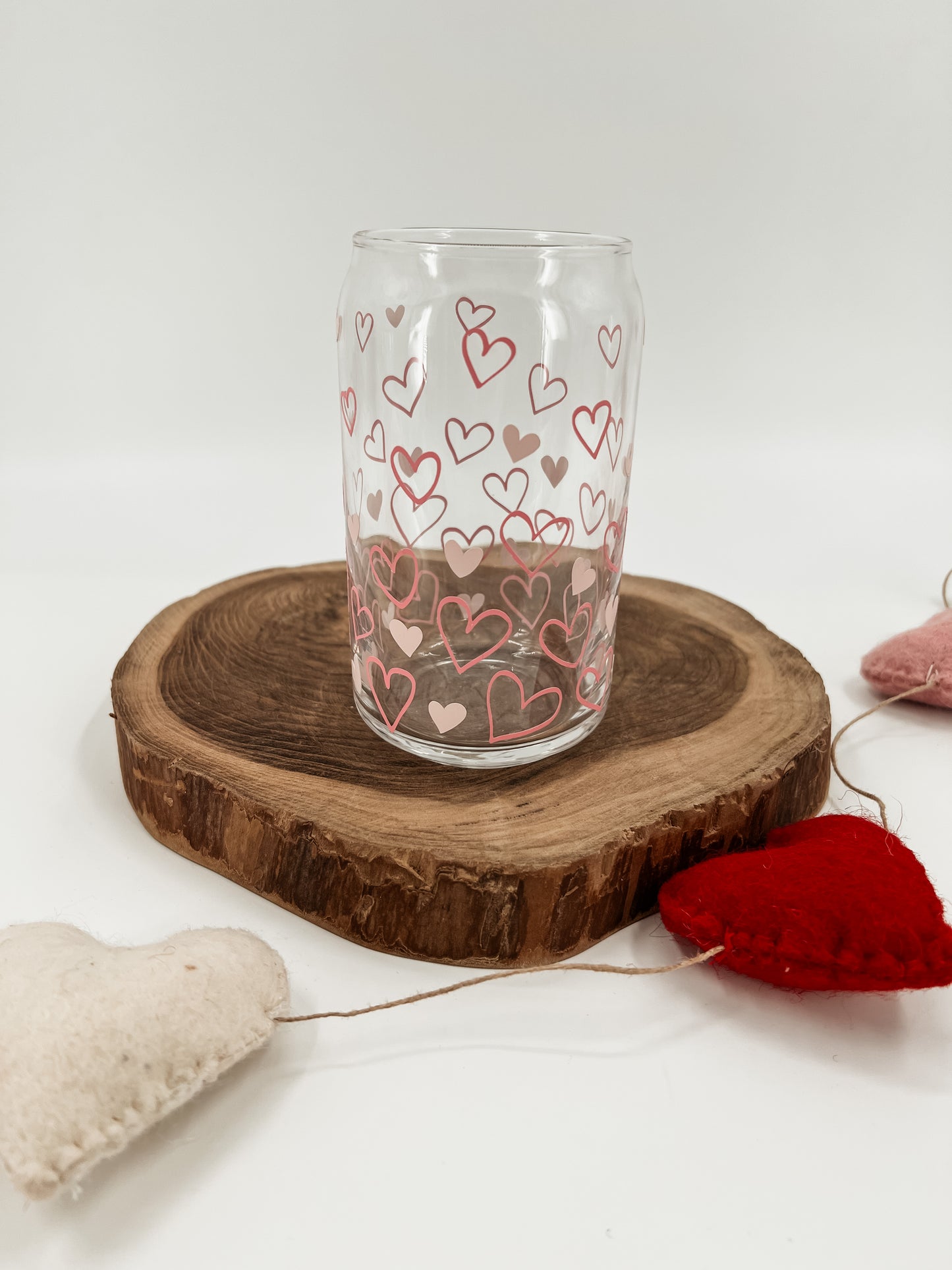 Pastel Heart Confetti Glass Can