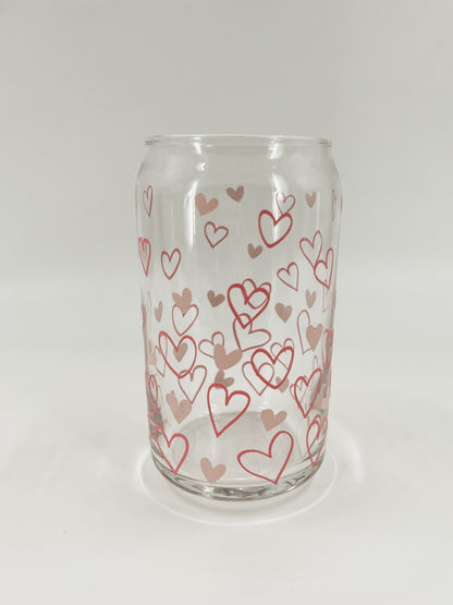 Pastel Heart Confetti Glass Can
