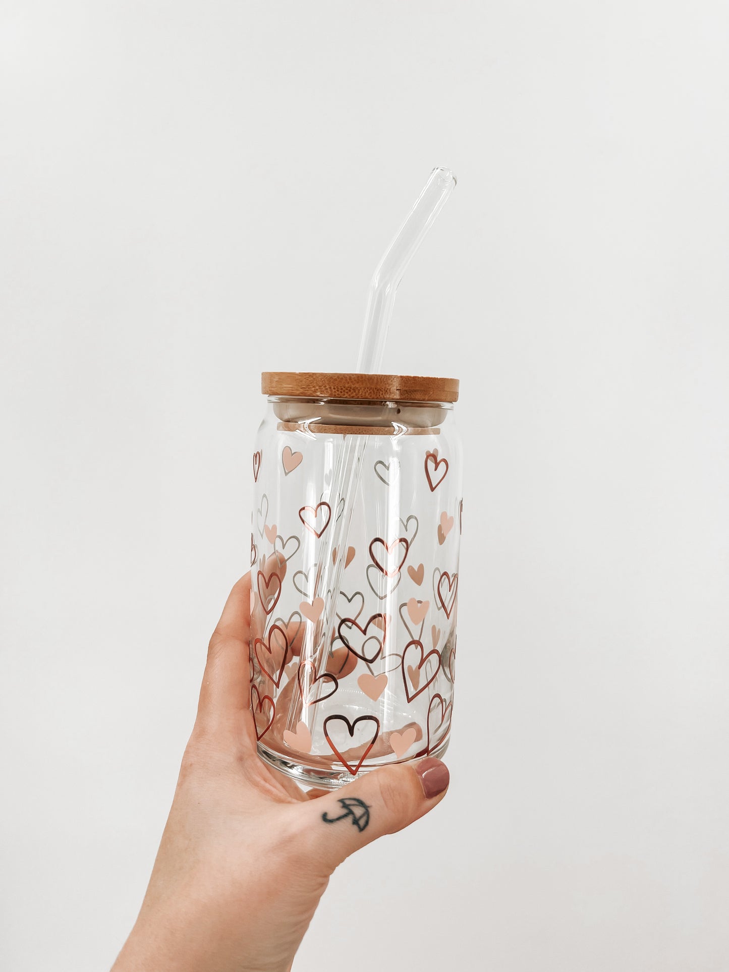 Heart Confetti Glass Can