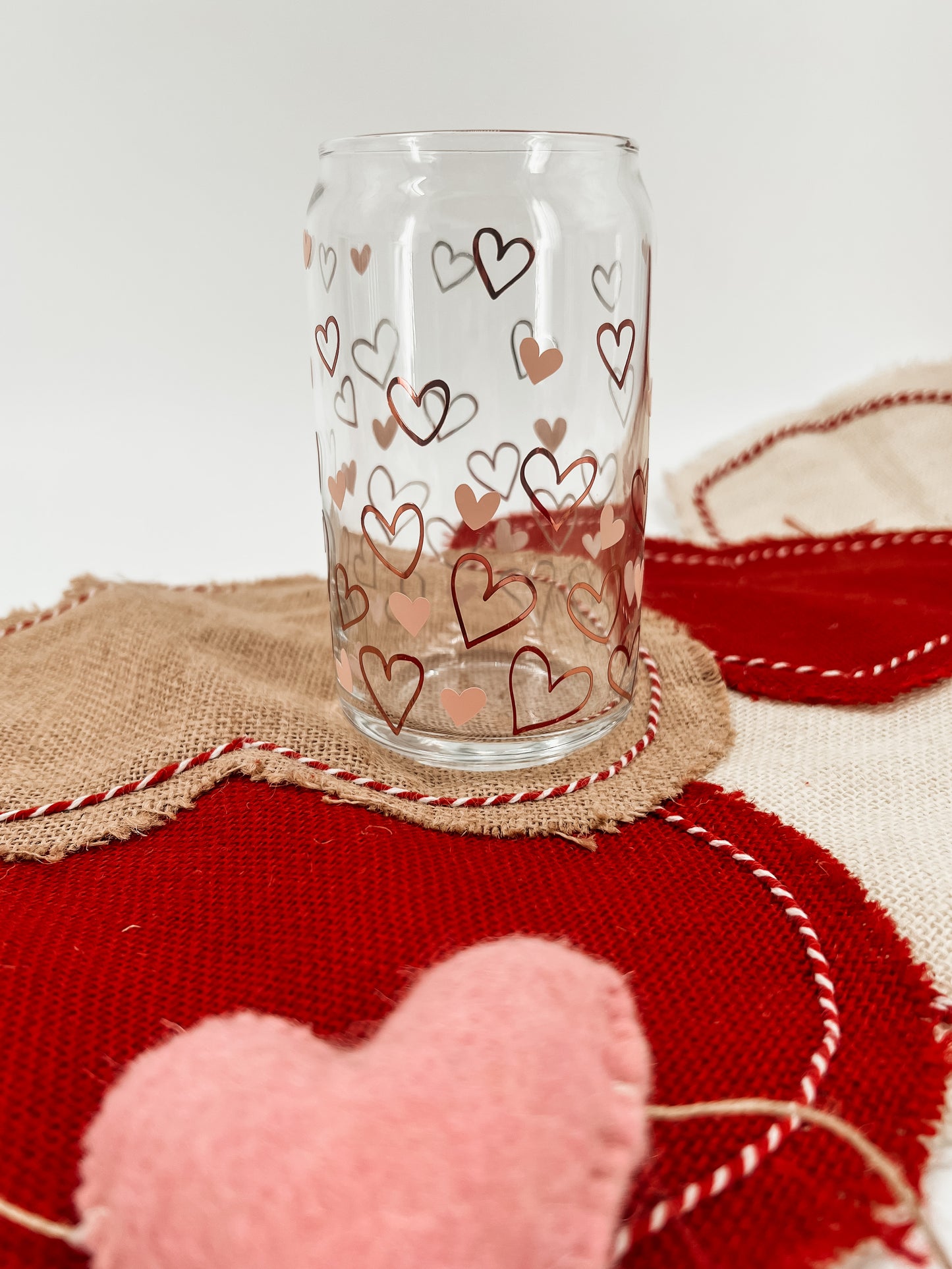 Heart Confetti Glass Can