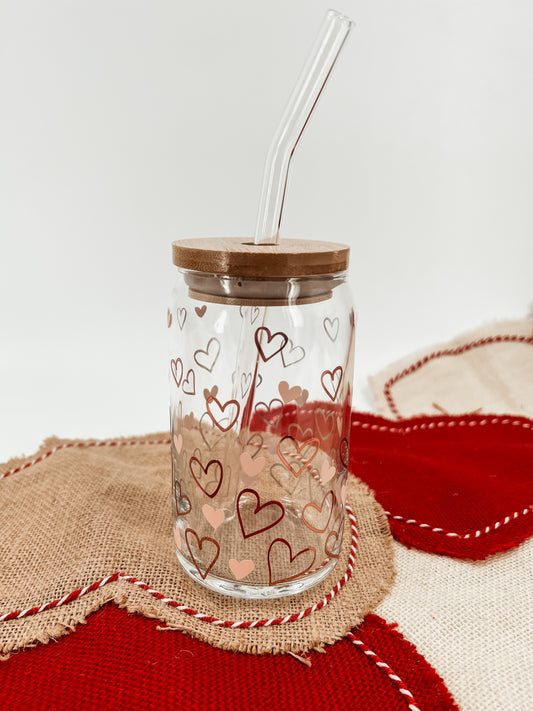 Heart Confetti Glass Can