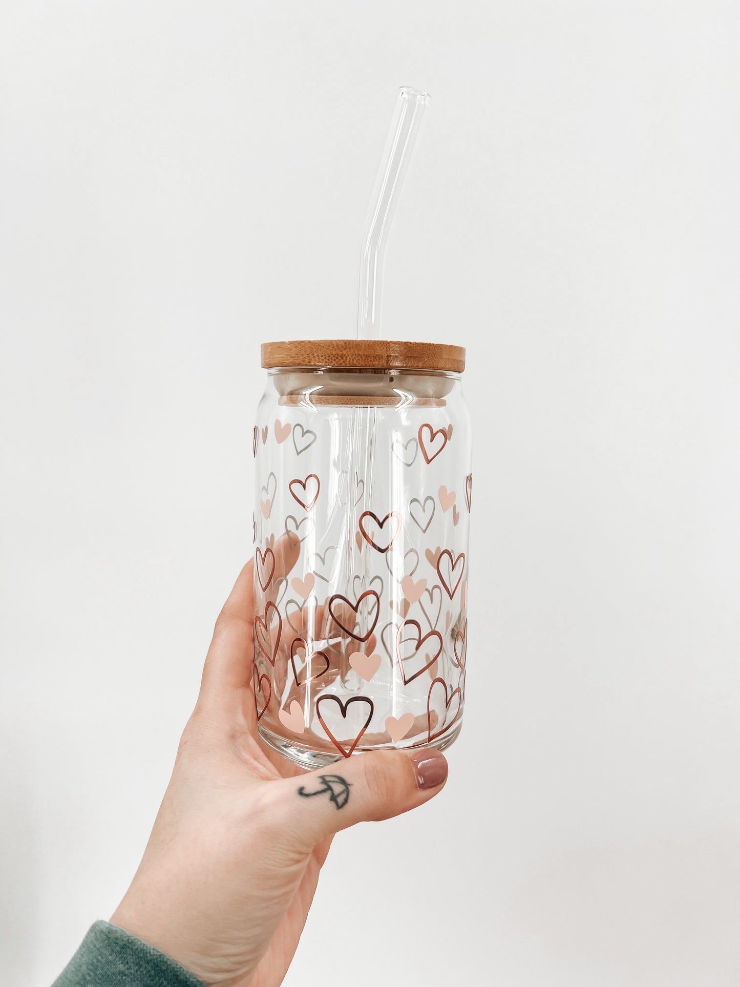 Heart Confetti Glass Can